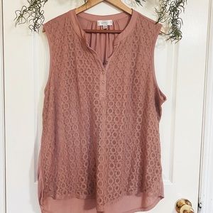 Blush Pink Embroidered Sleeveless Flow Top